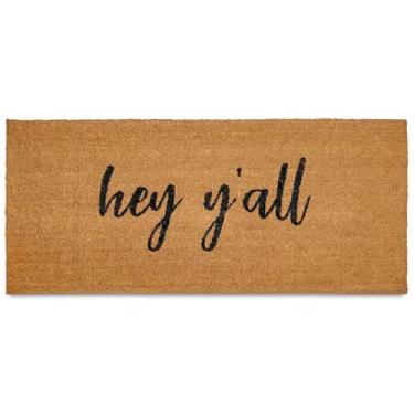 Imagem de MAINEVENT Hey Y'all Tapete de porta 121 x 61 cm, grande tapete de boas-vindas para porta da frente com suporte de PVC antiderrapante, capacho grande de fibra de coco