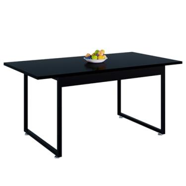 Imagem de Mesa Industrial De jantar ou Escrivaninha de Escritório Tampo em Mdf com Pé de Ferro 160x80 (Preto)