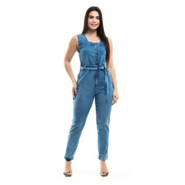 Imagem de Macacão Jeans Calça Slouchy - Restrito Jeans, 0000, 50