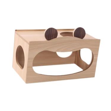 Imagem de IEUDNS Hamster Wood House Peep Shed Hide Suprimentos Cabin Cabana Acessórios para gaiola de pequenos animais Túnel de animais de estimação para lemmings, S
