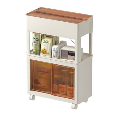 Imagem de Carrinho de Armazenamento Carrinho de lanche, rack de armazenamento, barra móvel portátil de chão a chão, rack de armazenamento multinível na sala de estar doméstica Carrinho de Armazenamento