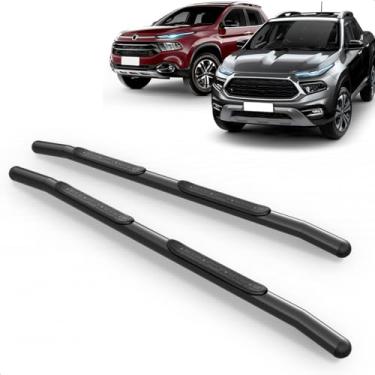Imagem de Par Estribo Lateral Tubular Preto Aço Toro 2016 a 2025 Carbono Kit Fixação Incluso