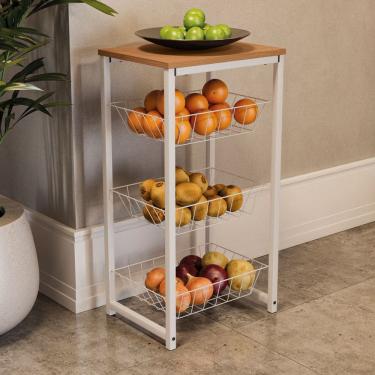 Imagem de Armário de Cozinha Fruteira Lille Canela/Branco Brilho - Kappesberg