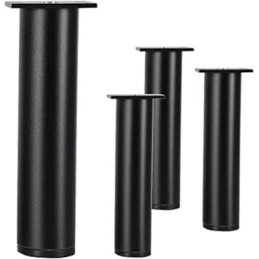 Imagem de XWZFFAI Conjunto de 4 pernas de móveis de metal atualizadas, pernas de sofá de metal industrial, pés de armário de alumínio ajustáveis em altura, ajustável: 8 mm, capacidade: 300 kg/preto/25 cm/9,8