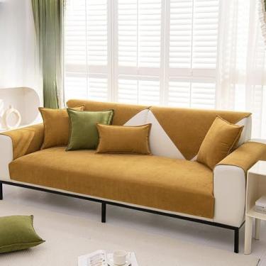 Imagem de Capa de almofada impermeável para sofá, texturas, universal, antiderrapante, toalha protetora para sofá, para decoração de sala de estar, à prova d'água, laranja, 70x210 cm, 1 peça