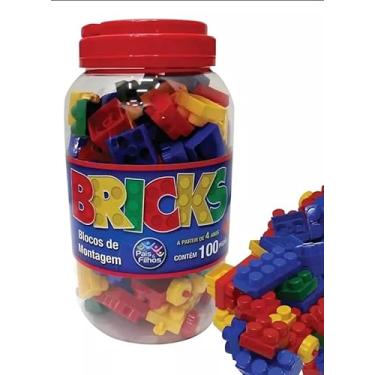 Imagem de Blocos De Montar Infantil Brinquedo Educativo Pote 100 Peças