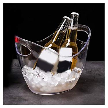 Imagem de FTOQWZXV Balde de gelo de grande capacidade balde de gelo acrílico restaurante vinho champanhe bar cerveja coquetel bebida balde de gelo balde de armazenamento doméstico bebidas refrigerador/cerveja