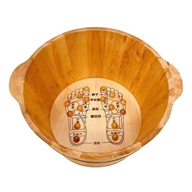 Imagem de Bacia de spa de madeira, balde de banheira de madeira de cipreste para banho de pés, massagem, spa, sauna, imersão, balde de madeira, spa para pés, lavatório doméstico C-26 cm (A 26 cm)
