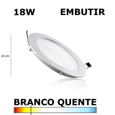 Imagem de Painel Plafon Led 18W 22Cm Embutir Redondo 3000K Evoled