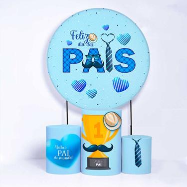 Imagem de Kit Painel de Festa Redondo de 1,30m e Trio de Cilindros Dia dos Pais - Fera Print