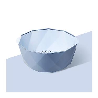 Imagem de cesta de frutas Bandeja de frutas para sala de estar, cozinha, lavagem dupla, drenagem de vegetais, cesta de frutas, azul, verde, rosa, tigela de frutas decoração de cozinha(Blue,Pequeno)