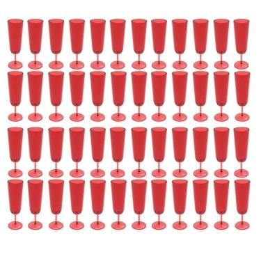 Imagem de Jogo 48 Taças Champanhe Espumante Buffet Plástico Vermelho Translúcido Crippa