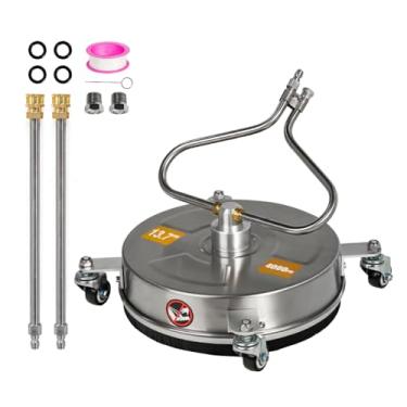 Imagem de SCITOO Limpador de superfície de lavadora de pressão de 34.8 cm 4000 PSI com 4 rodas, conector rápido de 0,6 cm, 2 varinhas de extensão e acessórios de arruela para concreto, pátio, calçada, deck e