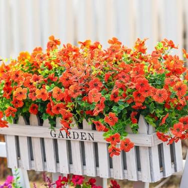 Imagem de SHareconn 24 pacotes de flores artificiais para decoração ao ar livre, plantas falsas de seda colorida margarida eucalipto lavanda, resistente a UV para decoração externa de casa, varanda, pátio