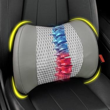 Imagem de Almofada de suporte lombar para carro, almofada lombar de espuma viscoelástica para alívio da dor lombar - almofada para dirigir, suporte de cadeira para cadeira de carro, cadeira de rodas - malha 4D