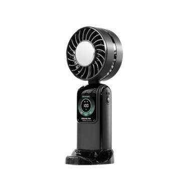 Imagem de WeiLaiKeQi Resfriando o ventilador de mão de mão digital Controle de botão dobrável Fan portátil leve 100 velocidade ajustável para o escritório de acampamento, Preto
