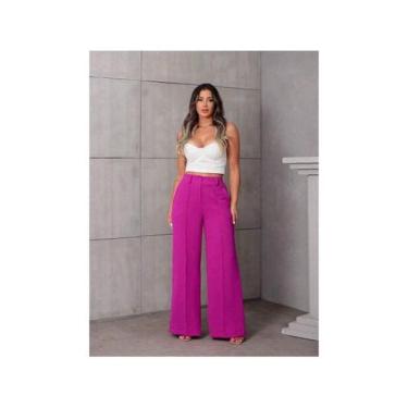 Imagem de Calça Social Alfaiataria Wide Leg Colorida - NoBrand, Púrpura, M