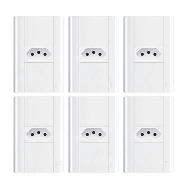 Imagem de Tomada 2p+t 10a/250v Com Placa 4x2 Fame Modulare - Kit 6 Un, Branco