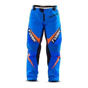 Imagem de Calça Motocross Enduro Trilha Off Road Pro Tork Insane X, Azul, Laranj