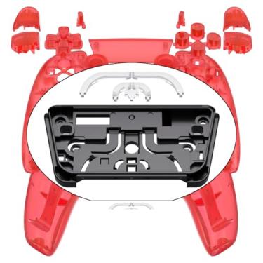 Imagem de eXtremeRate Conjunto completo de substituição com capa de touchpad de botões, acabamento decorativo vermelho transparente personalizado placas dianteiras traseiras compatíveis com controlador p 5 BDM