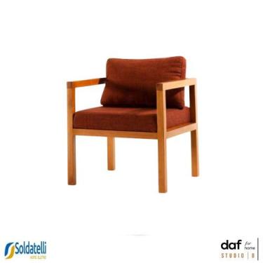 Imagem de Poltrona Samba Tricô Cobre ou Bouclé Bege em Madeira Pinus Mel - Daf, 