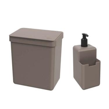 Imagem de Kit Cozinha Dispenser + Lixeira Single 2,5L - Brinox, Cinza