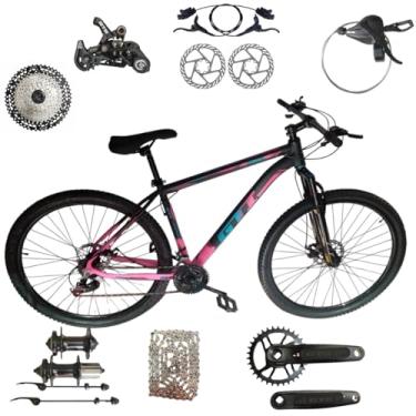 Imagem de Bicicleta Aro 29 GTI Roma 12 Velocidades MTB Index Disco Hidráulico Suspensão 80mm Unissex (Preto/Rosa, 13)