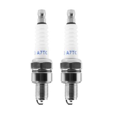 Imagem de PRO BAT Vela de ignição A7TC adequada para GY6 50 cc 70cc 90 cc 110cc 125 cc 150cc ATV Dirt Bikes Go Karts Scooters Quad 4 Wheeler Pit Bike Dune Buggy Sandrail Moped Roketa Taotao, branco, 2 peças
