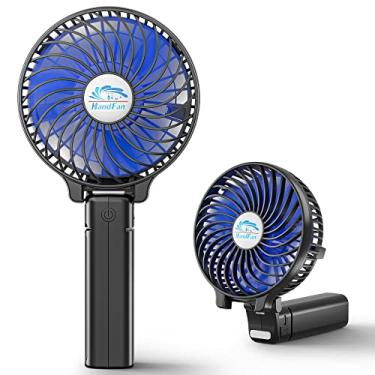 Imagem de Ventilador Portátil HandFan Recarregável, Ventilador Mini Pessoal, Ventilador de Refrigeração Operado a Bateria, Ventilador Pequeno Dobrável 180°, USB Powered, para Casa, Escritório, Exterior, Caminhadas, Viagens, Stroller（Black）