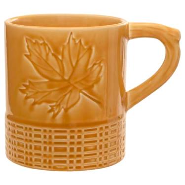 Imagem de Boston International Caneca de cerâmica jumbo para café, chá e bebidas quentes, 680 g, folha amarela