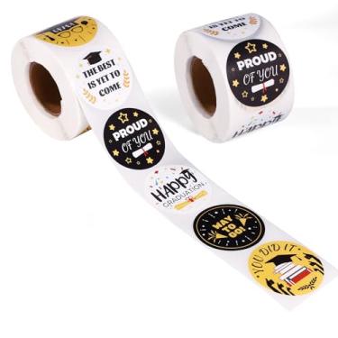 Imagem de 1000 peças de adesivos de formatura Class of 2025, 3,8 cm redondos 8 estilos, parabéns, grad, etiquetas, adesivos de formatura para envelopes, álbuns, cartões, decorações de festa