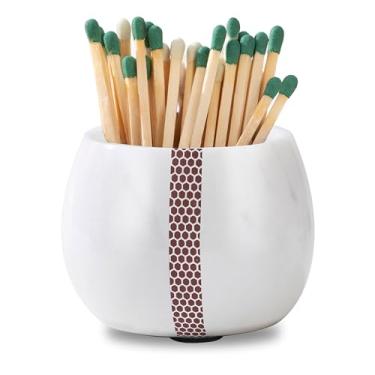 Imagem de CM CHIC MONDAY Porta-Fósforos, Porta-Fósforos De Mármore Natural Com Acendedor - Decoração Moderna Para Casa, Presentes, Suporte Decorativo (Branco E Cinza, Não Incluso)