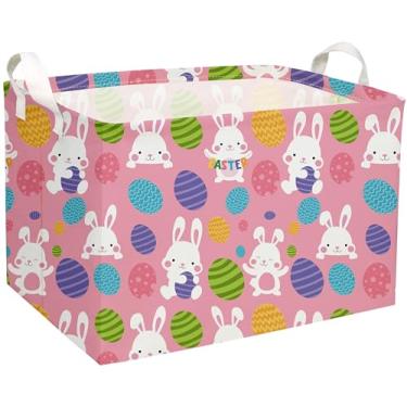 Imagem de Essme Cestas De Páscoa Retangulares Rosa Essme, Cesta Para Crianças Com Alças Decorativas, Prateleira, Organizador Brinquedos, Presente Páscoa. (Páscoa Rosa)
