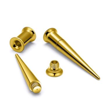 Imagem de Ruifan Calibres para orelhas ASTM F136 titânio duplo alargador afunilados 3 em 1 conjunto de alargadores parafuso túnel calibres brincos expansor de orelha kit de alongamento plugues piercing para