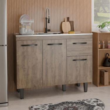 Imagem de Balcão de Cozinha para Pia Letícia 3 Portas 1 Gaveta Itauba - Panorama