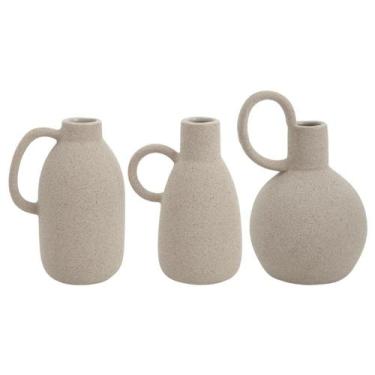 Imagem de Conj Kit 3 Mini Vasos Decorativos Cerâmica Boho Chic Contemporâneo Rús