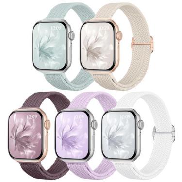 Imagem de Pulseira Apple Watch Osochic Slim Braided Elástica, Pacote com 5, 40-4