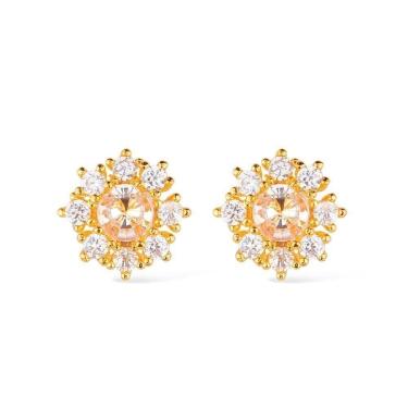 Imagem de Brinco Dourado Glamour Pedras De Zircônia