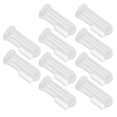 Imagem de Akozon 10pcs Baby Deding Toothbrush Conjunto - Escovas de Dentes de Silicone Macias para Recém -nascidos Cuidados Odontológicos Seguros e Não Tóxicos para Bebês (Concha vermelha)