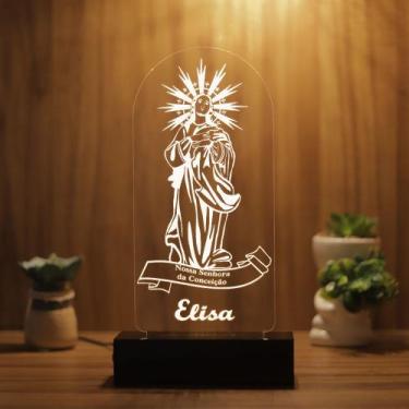 Imagem de Luminária Abajur Nossa Senhora da Conceição LED Branco - Bold