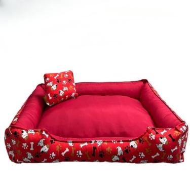 Imagem de Caminha Pet Cachorro Gato tamanho p,m,g confortável com zíper lavável + almofadinha(VERMELHO,EXG - 90X70X20)