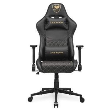 Imagem de COUGAR Armor ONE V2 Cadeira dourada para jogos, opções de couro PVC respirável ou tecido tecido, apoios de braço dobráveis 4D, almofadas lombares e de pescoço, bolso traseiro, design de encosto alto