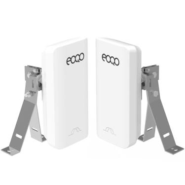 Imagem de Ponte ponto a ponto sem fio com 2 suportes de suporte, extensor WiFi Starlink externo de 2 KM 5,8 G, ponte de rede de longo alcance, PtP/PtMP, antena de alto ganho 12DBi, adaptador PoE, 2 portas RJ45