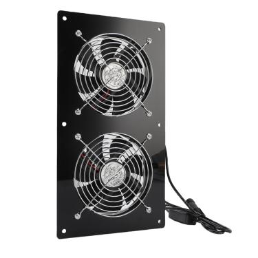 Imagem de Luqeeg Ventilador movido a energia solar, kit de ventilador de exaustão de painel solar de silicone monocristalino de 15 W, kit de ventilador duplo de painel à prova d'água IP67 para casa de animais