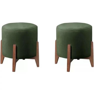 Imagem de Kit 2 Puf Puff Para Sala Lhor Veludo Verde Rm Verde
