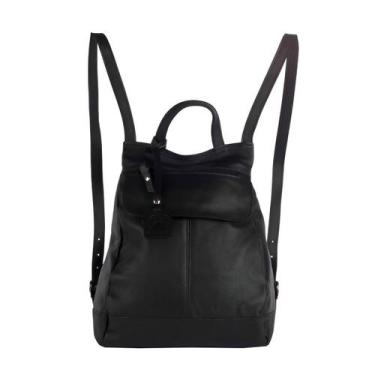 Imagem de Mochila De Couro Maluzinha Compacta E Elegante Preta - Shopmix