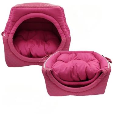 Imagem de Cama Caminha Túnel Toca iglu pet 2 em 1 Cachorro Gato Tamanhos M G GG(Rosa Liso,G 45x45)