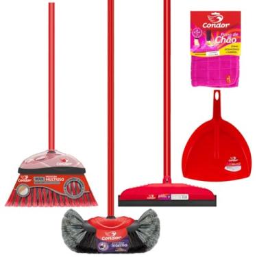 Imagem de Kit Limpeza Completo 1 Vassoura Pelo Natural 1 Vassoura Varre Fácil 1 Rodo 30cm 1 Pá De Lixo 1 Pano Qualidade Condor