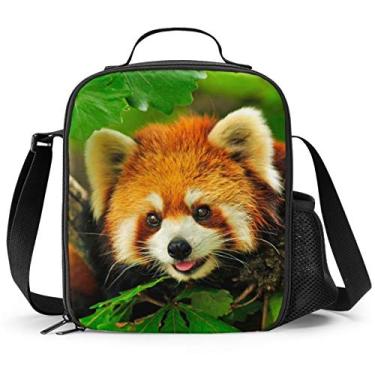Imagem de PrelerDIY Lancheira Red Panda – Lancheira com isolamento térmico para crianças, design 3D divertido com bolso lateral e alça de ombro, lancheira perfeita para escola/acampamento/trilha/piquenique/praia/viagens