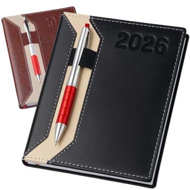 Imagem de Agenda Diaria Executiva 2026 Capa Dura em Couro Sintético Planner Diario Caderno Anotações Anual Escolar Trabalho A5 (Preto)